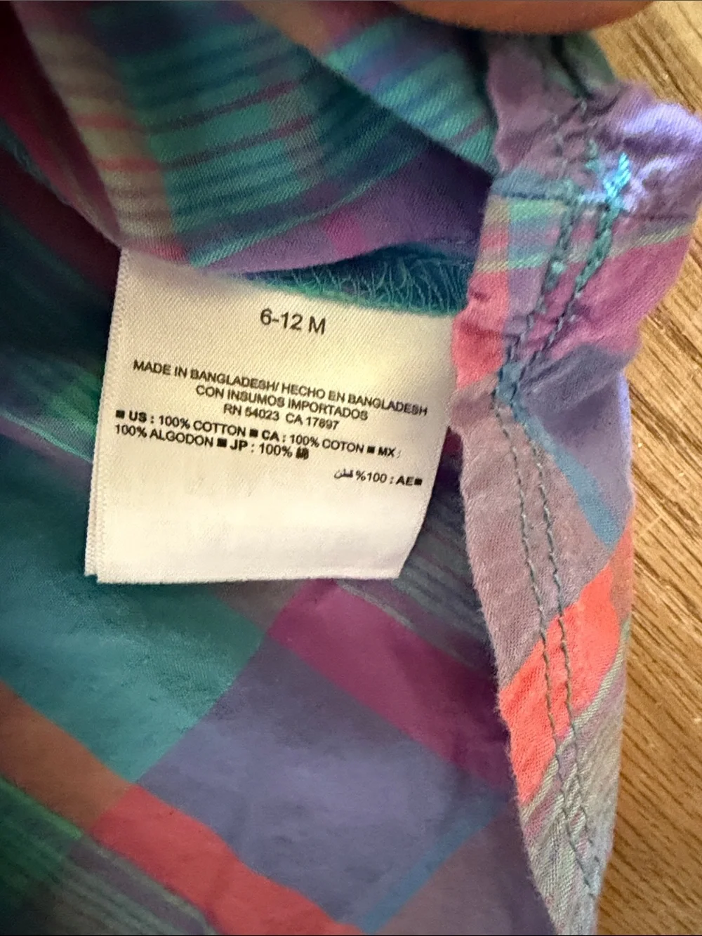 Old Navy Kids Plaid‎ Short Sleeve Button-Up Shirt Blue, Pink & Green 6-12 month